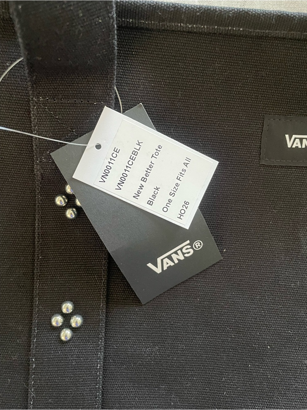 Vans Studded Pergs Tote Bag Canvas Shoulder Bag Black, Rare - Picture 4 of 9